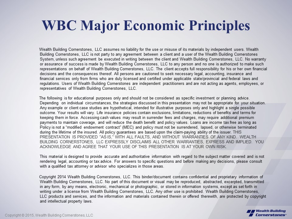 WBC Major Economic Principles - Wealth Building Cornerstones, LLC